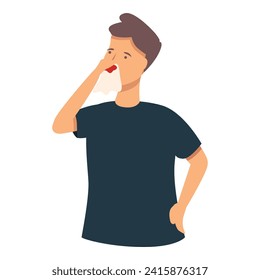 Nadeln-Junge-Symbol-Cartoon-Vektorgrafik. Nase Gesichtsproblem. Körperschweiß
