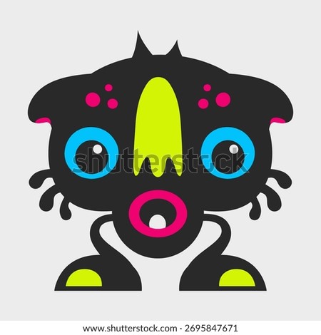 Nosed monster. Funny and cute monster. Flat cartoon character design. EPS-10.