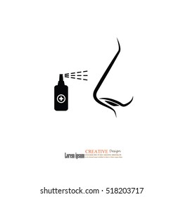 Nose.nasal spray icon.medical concept.Vector illustration.
