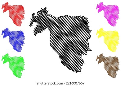 Noss island (United Kingdom of Great Britain and Northern Ireland, Scotland, Shetland islands) map vector illustration, scribble sketch Isle of Nos map