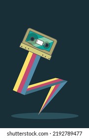 Nostalgia 80s Lightning Theme. Editable Clip Art.