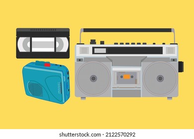 nostalgia 90s cassette and tape player