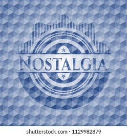 Nostalgia blue emblem with geometric background.