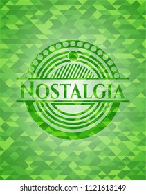 Nostalgia green emblem with triangle mosaic background