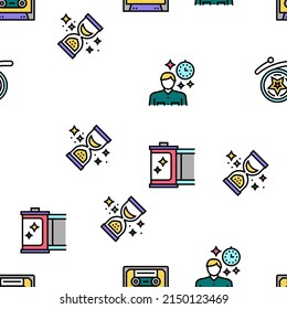 Nostalgia And Memory Vector Seamless Pattern Thin Line Illustration