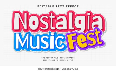 Nostalgia music fest text effect. Cut out ransom editable text effect style