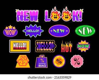 Nostalgia y antiguo diseño de etiquetas de moda