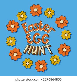 Nostalgia outline illustration Easter egg hunt
