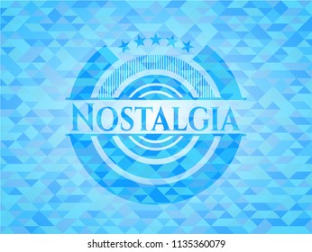 Nostalgia realistic sky blue emblem. Mosaic background