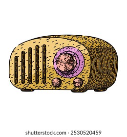 nostalgia retro rádio mão desenhada. analógico clássico, transmissão de sintonizador, transistor dial nostalgia retro rádio vetor esboço.