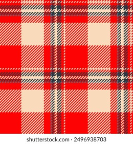 Nostalgia sin patrón de tartán, camino a cuadros de verificación de fondo. Textil de textura de tela de Vector recién nacido en paleta de colores rojos y claros.