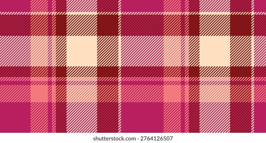 Nostalgia texture check seamless, brazil textile background plaid. Textured pattern vector fabric tartan in pink and bisque colors palette.