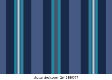 Nostalgia texture vector vertical, crease seamless background fabric. Store stripe pattern textile lines in blue and dark colors palette.