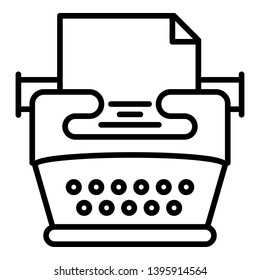 Nostalgia typewriter icon. Outline nostalgia typewriter vector icon for web design isolated on white background