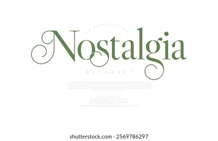 Nostalgia typography beauty fashion elegant minimalist serif italic fonts decorative wedding vintage retro logos. Minimal luxury font alphabet logo. Vector illustration