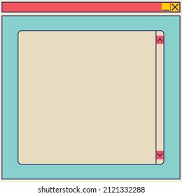 Nostalgia user interface template for square social media post. Frame for text concept. 90's retro vector illustration. 