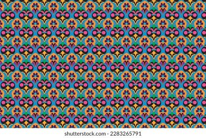 Nostalgic 70s style background with abstract seamless pattern retro colors,vector illustration