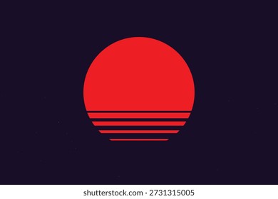 Nostalgic 80s vaporwave design featuring bold gradient stripes evoking a retro sunset and beach scene, ideal for vintage graphic art.