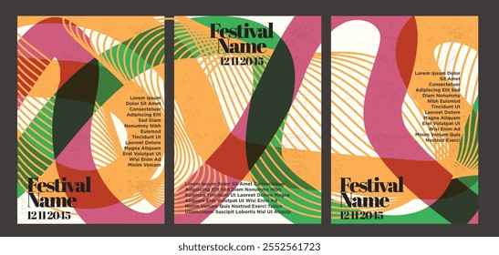 Nostalgic Abstract Poster Series. vintage abstract poster set vector illustration