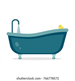 nostalgic bath tub with legs flat design