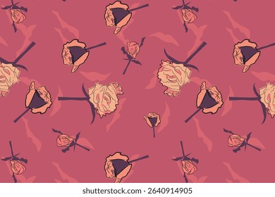 A nostalgic candy-toned pastel floral design evoking retro sweetness, perfect for packaging, stationery, and girly accessories.