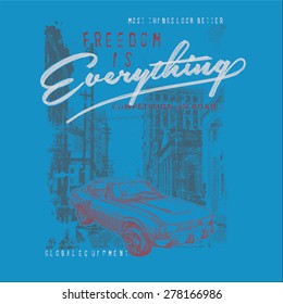 Nostalgic car themed t shirt vintage printing and embroidery design.