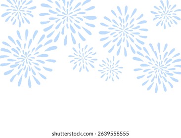 A nostalgic and cool background illustration of fireworks, reminiscent of the pattern on a yukata, a Japanese summer kimono.