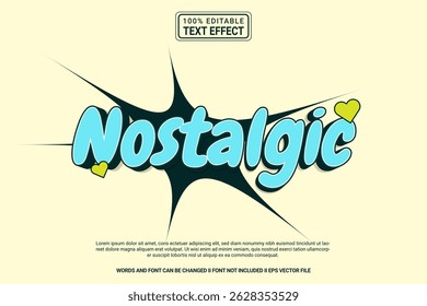 Nostalgic Editable Vector 3D Text Effect – colorful and modern typography with vintage style for poster, branding, social media