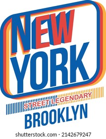 A nostalgic hipster frame with the inscription “New York, Brooklyn, printing posters, badges, T-shirts. Vector Drawing.
