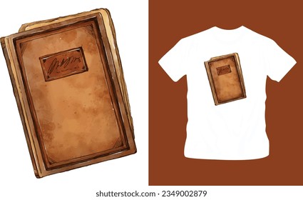 Nostalgic imagery from past of a old book hand drawn shirt design editable template