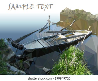 Nostalgic landscape with river and rowing boat