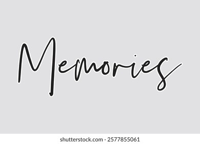 Nostalgic Memories Sticker - Vector Design. Elegant "Memories" sticker in a stylish handwritten script. Perfect for scrapbooking, photo albums, and sentimental decor