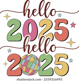  Nostalgic New Year, 2025 Typography, Fireworks Clipart, Celebration PNG, Party Sublimation, Holiday Graphics, Retro Holiday Art, New Year Decorations.