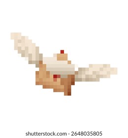 Envelope de pixel nostálgico com asas simboliza a comunicação e adiciona um toque retro às mensagens.