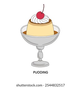 Nostalgic pudding from Jun Cafe, hand-drawn illustration