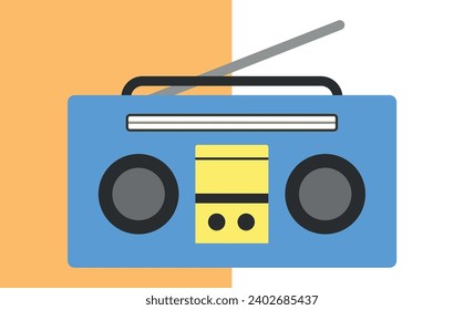 nostalgic radio design.cartoon stereo 90s 80s.