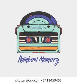 Nostalgic Rainbow Memory Cassette Vector