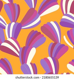 Nostalgic retro groovy print. Vintage abstract background. Vector seamless pattern. Textile and surface print design with old fashioned floral elements