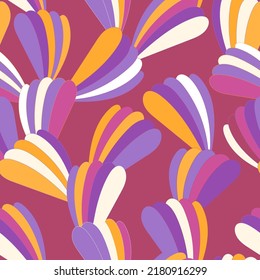 Nostalgic retro groovy print. Vintage abstract background. Vector seamless pattern. Textile and surface print design with old fashioned floral elements