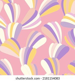 Nostalgic retro groovy print. Vintage abstract background. Vector seamless pattern. Textile and surface print design with old fashioned floral elements