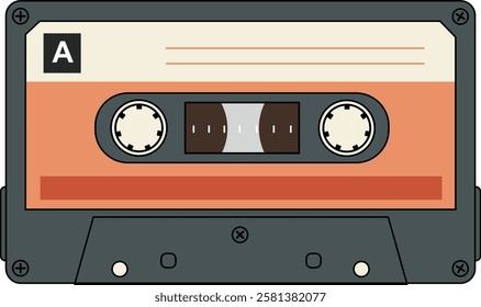 Nostalgic retro illustration of a cassette tape