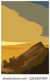 Nostalgic retro travel poster of the Peak District National Park, England, UK in the style of Work Projects Administration.