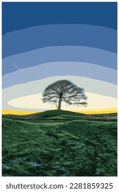 Nostalgic retro travel poster of the Peak District National Park, England, UK in the style of Work Projects Administration.