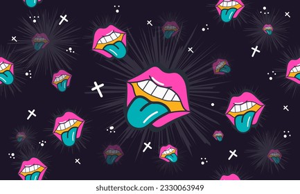 Nostalgische Retro y2k alten Computer style.y2k Pattern.Nostalgische Muster.  Cute nostalgische Retro der 90er, Hippie 70s Logo.Aufkleber Muster.Sammlung von 80er Hippie-Pop-Icons.Vacation nahtloses Muster.Vector 
