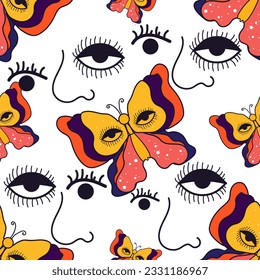 Nostalgic retro y2k old computer style.y2k Pattern.Nostalgic Pattern. Cute nostalgic 90s retro,Hippie 70s logo.sticker Pattern.Collection of 80s hippie pop art icons.Vacation seamless pattern.Vector