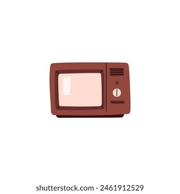 Nostálgico concepto de televisión. Ilustración vectorial de un televisor retro con una clásica carcasa marrón, personificando el entretenimiento del pasado.