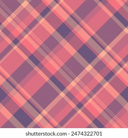 Nostalgic textile seamless check, reel pattern tartan texture. Thanksgiving plaid background vector fabric in red and violet color.