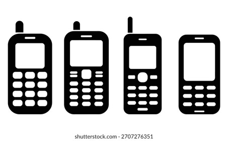 Nostalgic throwback to classic mobile phones, a collection of retro cellphones illustrating communication history and vintage technology, perfect for a tech blog or design project