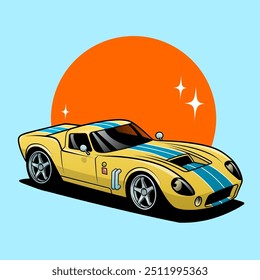 A nostalgic vector depiction of a classic race car, evoking memories of speed and adrenaline