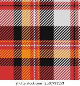 Nostalgic vector pattern seamless, layer check textile plaid. Club tartan fabric background texture in red and black colors palette.